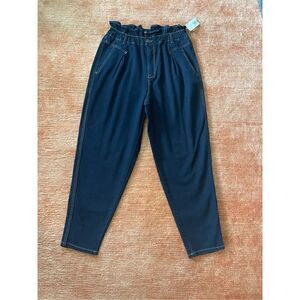 NWT VINTAGE AMERICA Jeans Pants Denim Paperbag Waist 80s Retro Size 12